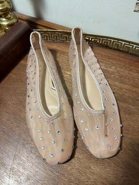 Mango MNG Mesh Rhinestone Ballerina Flats